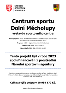 Publicita projektu-dotace-NSA- Dostavba centra sportu