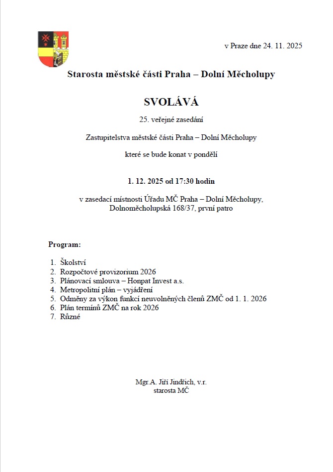 Program jednání ZMČ