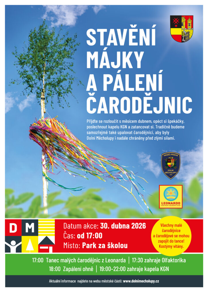 Plakátek k akci stavění Májky 