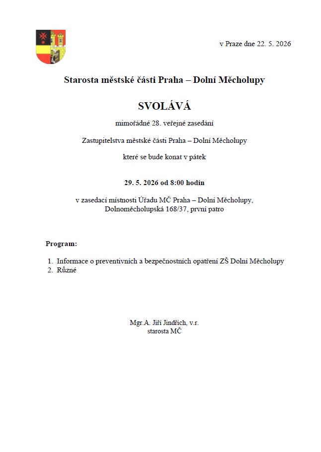 Pozvánka na 28. jednání zastupitelstva
