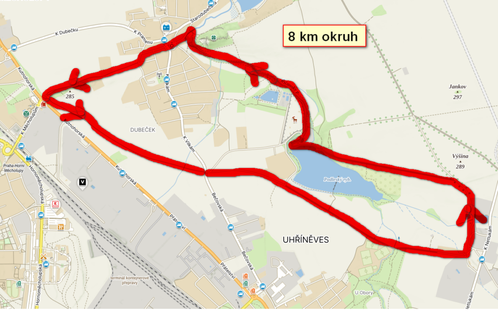 Plán 8km na Měcholupskou šlapku